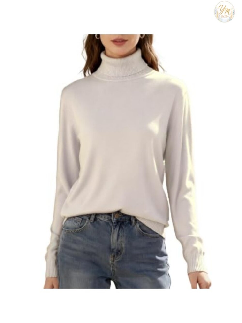 Women's Turtleneck Sweater Viscose Blend Long Sleeve Lightweight Pullover